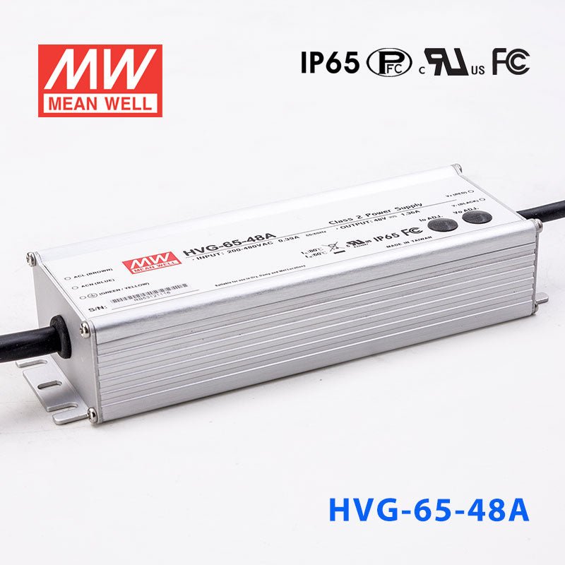 Mean Well HVG - 65 - 48AB Power Supply 65W 48V - Adjustable and Dimmable - HVG - 65 - 48AB - powersupplymall.com