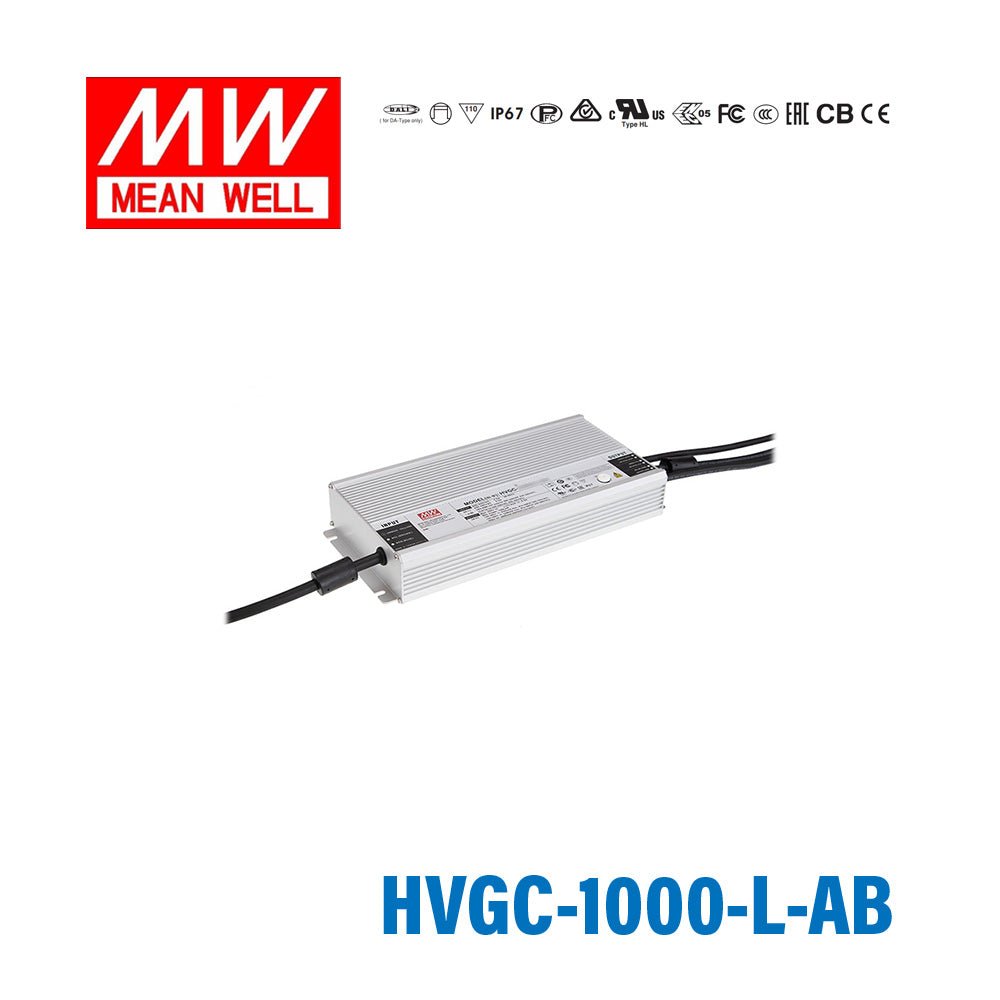 Mean Well HVGC - 1000 - L - AB Power Supply 1000W 2800mA - Adjustable and Dimmable - HVGC-1000-L-AB - powersupplymall.com