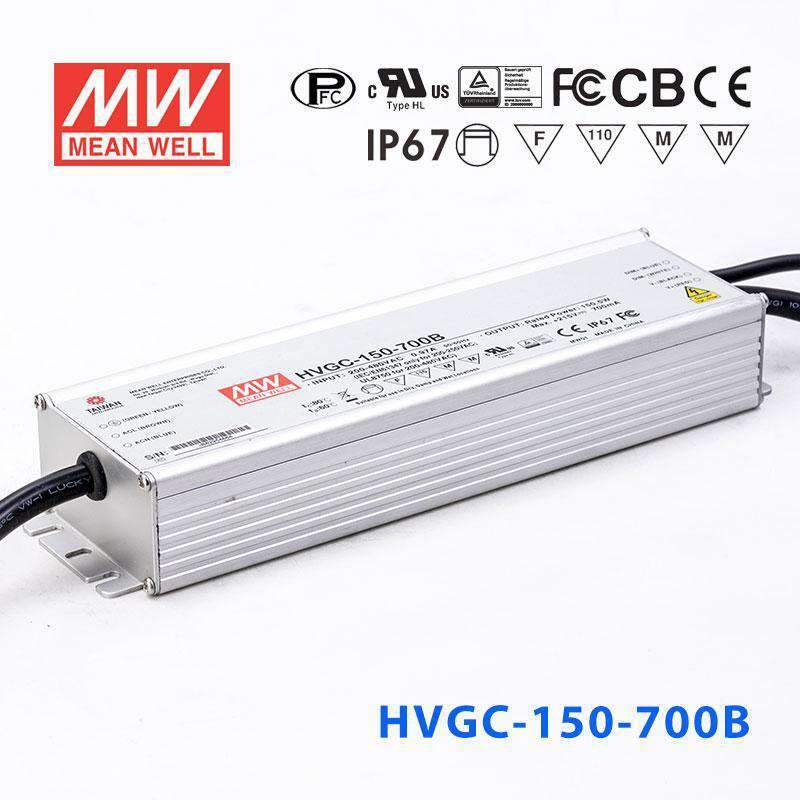 Mean Well HVGC - 150 - 700B Power Supply 150W 700mA - Dimmable - HVGC - 150 - 700B - powersupplymall.com