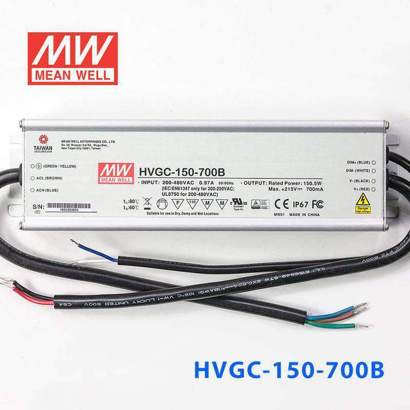 Mean Well HVGC - 150 - 700B Power Supply 150W 700mA - Dimmable - HVGC - 150 - 700B - powersupplymall.com