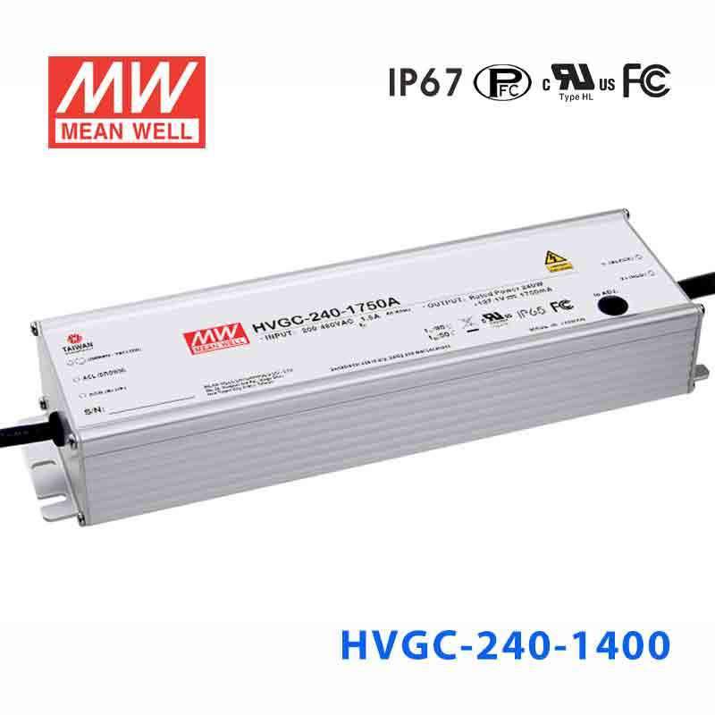 Mean Well HVGC - 240 - 1400B Power Supply 240W 1400mA - Dimmable - HVGC - 240 - 1400B - powersupplymall.com