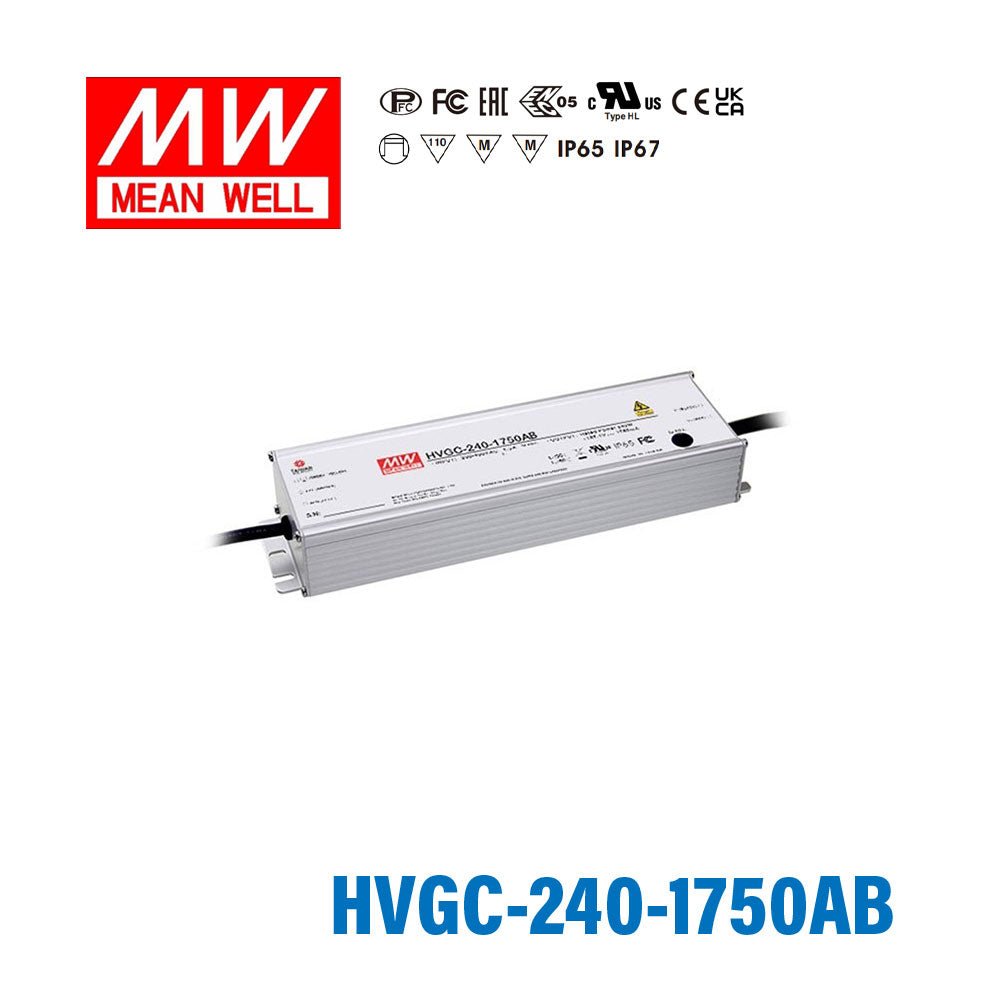 Mean Well HVGC - 240 - 1750AB Power Supply 240W 1750mA - Adjustable and Dimmable - HVGC-240-1750AB - powersupplymall.com