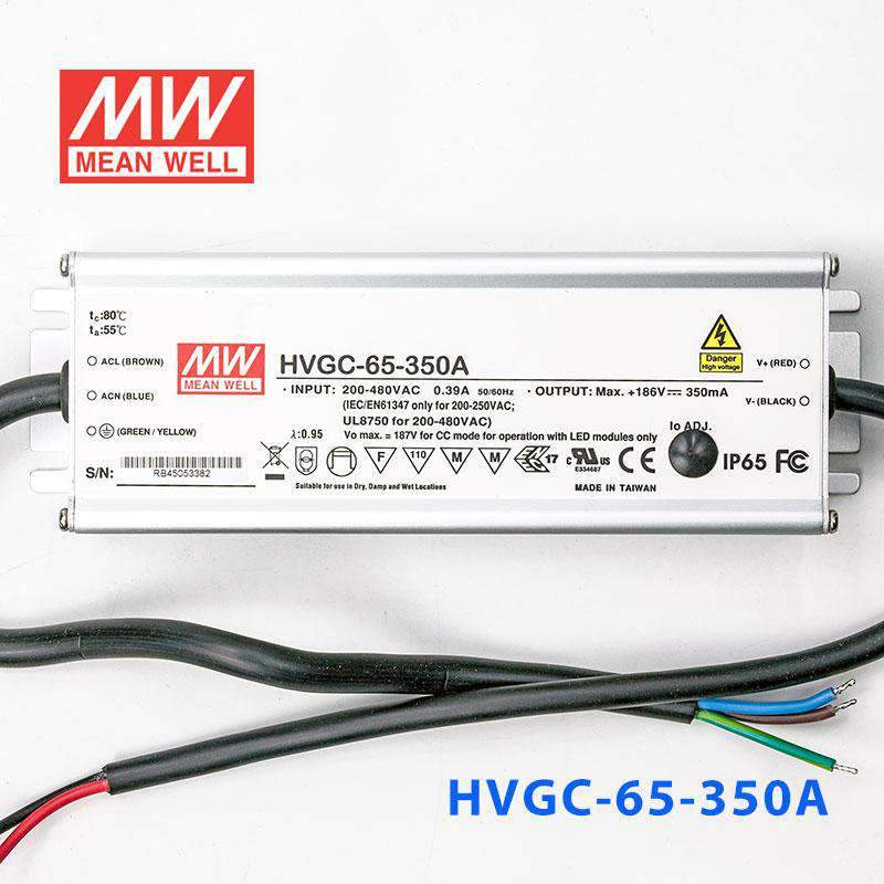 Mean Well HVGC - 65 - 350A Power Supply 65W 350mA - Adjustable - HVGC - 65 - 350A - powersupplymall.com