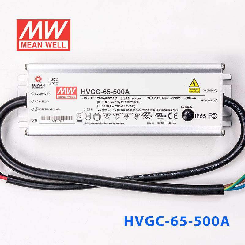 Mean Well HVGC - 65 - 500A Power Supply 65W 500mA - Adjustable - HVGC - 65 - 500A - powersupplymall.com
