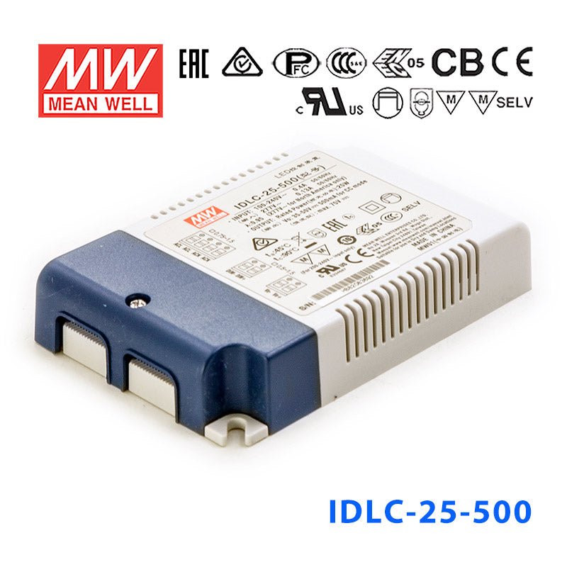 Mean Well IDLC - 25 - 500 Power Supply 25W 500mA, Dimmable - IDLC - 25 - 500 - powersupplymall.com