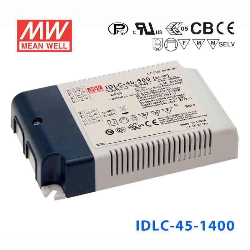 Mean Well IDLC - 45 - 1400 Power Supply 45W 1400mA, Dimmable - IDLC - 45 - 1400 - powersupplymall.com