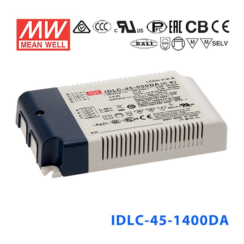 Mean Well IDLC - 45 - 1400DA Power Supply 45W 1400mA, DALI - IDLC - 45 - 1400DA - powersupplymall.com