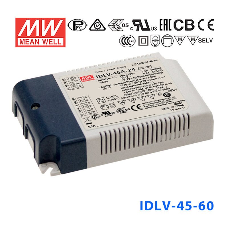 Mean Well IDLV - 45 - 60 Power Supply 45W 60V, Dimmable - IDLV - 45 - 60 - powersupplymall.com
