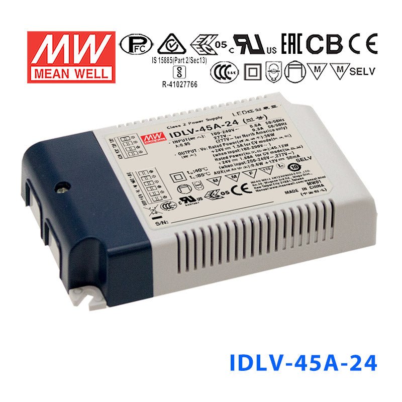 Mean Well IDLV - 45A - 24 Power Supply 45W 24V (Auxiliary DC output) - IDLV - 45A - 24 - powersupplymall.com
