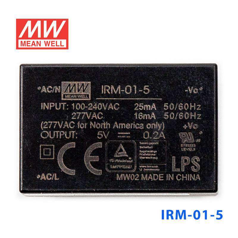 Mean Well IRM - 01 - 5 Switching Power Supply 1W 5V 200mA - Encapsulated - IRM - 01 - 5 - powersupplymall.com
