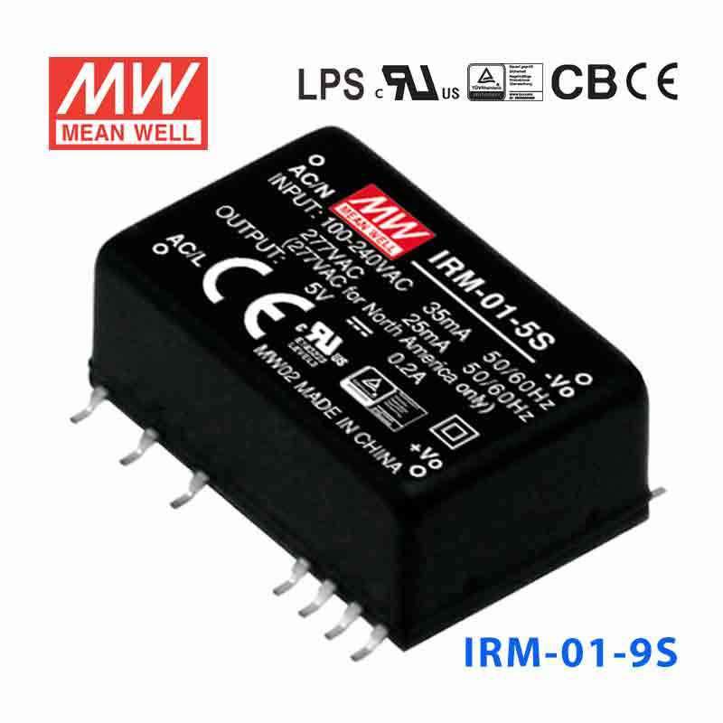Mean Well IRM - 01 - 9S Switching Power Supply 1W 9V 111mA - Encapsulated - IRM - 01 - 9S - powersupplymall.com