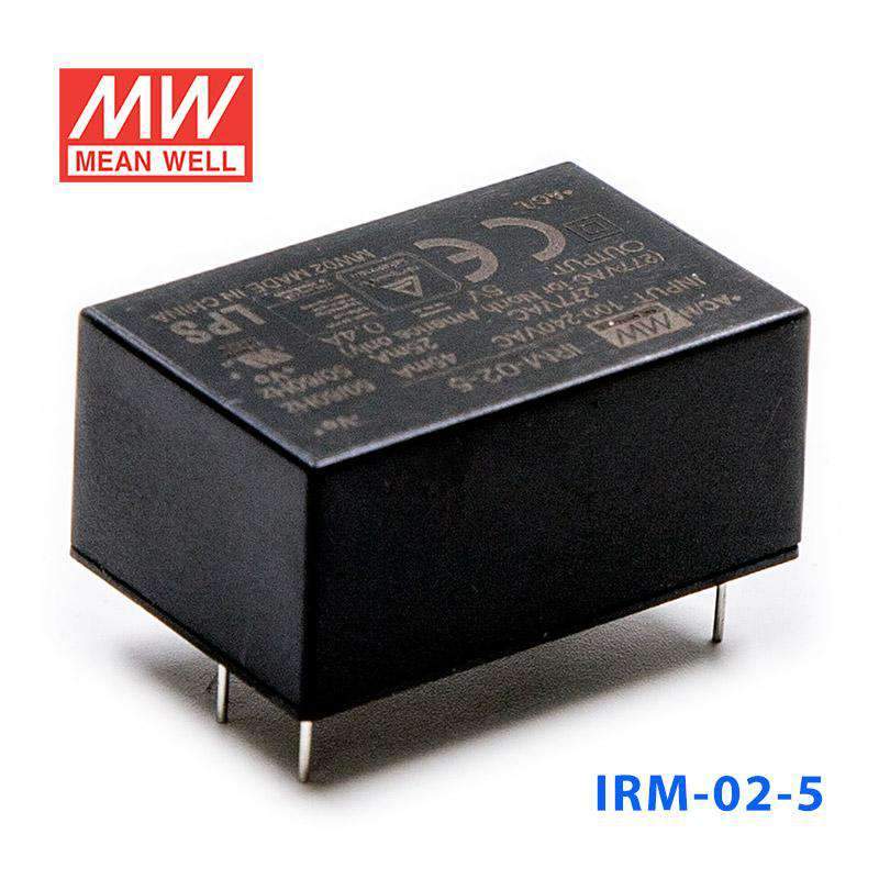 Mean Well IRM-02-5 Switching Power Supply 2W 5V 400mA - Encapsulated - IRM-02-5 - powersupplymall.com