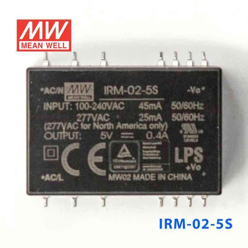 Mean Well IRM - 02 - 5S Switching Power Supply 2W 5V 400mA - Encapsulated - IRM - 02 - 5S - powersupplymall.com