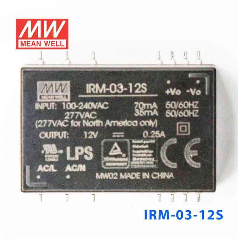 Mean Well IRM - 03 - 12S Switching Power Supply 3W 12V 250mA - Encapsulated - IRM - 03 - 12S - powersupplymall.com
