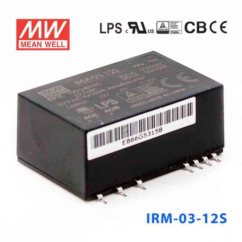 Mean Well IRM - 03 - 12S Switching Power Supply 3W 12V 250mA - Encapsulated - IRM - 03 - 12S - powersupplymall.com