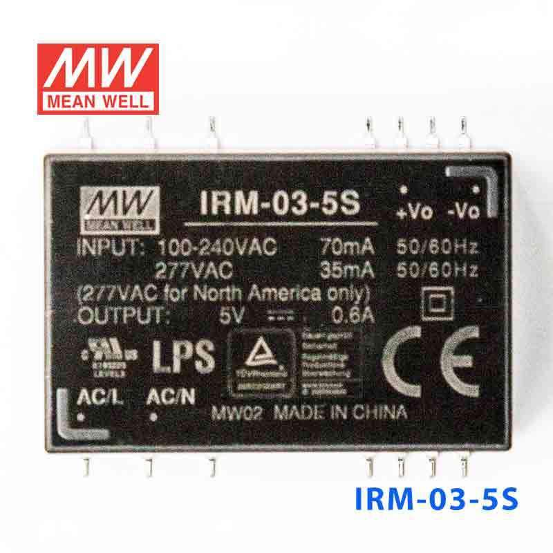 Mean Well IRM-03-5S Switching Power Supply 3W 5V 600mA - Encapsulated - IRM-03-5S - powersupplymall.com