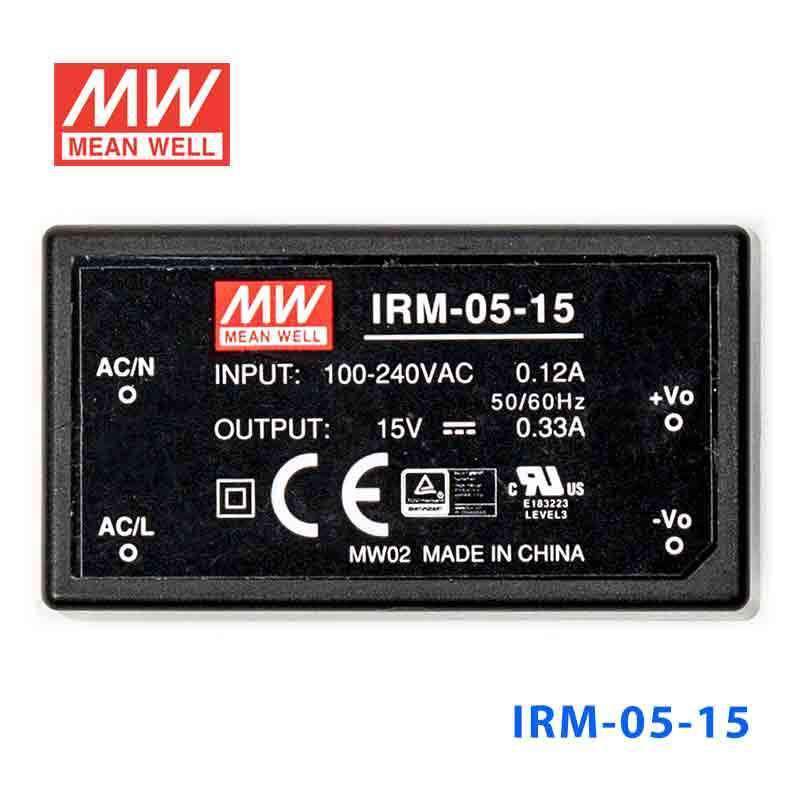 Mean Well IRM - 05 - 15 Switching Power Supply 4.95W 15V 0.33A - Encapsulated - IRM - 05 - 15 - powersupplymall.com