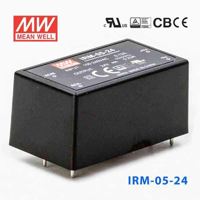 Mean Well IRM - 05 - 24 Switching Power Supply 5.52W 24V 0.23A - Encapsulated - IRM - 05 - 24 - powersupplymall.com