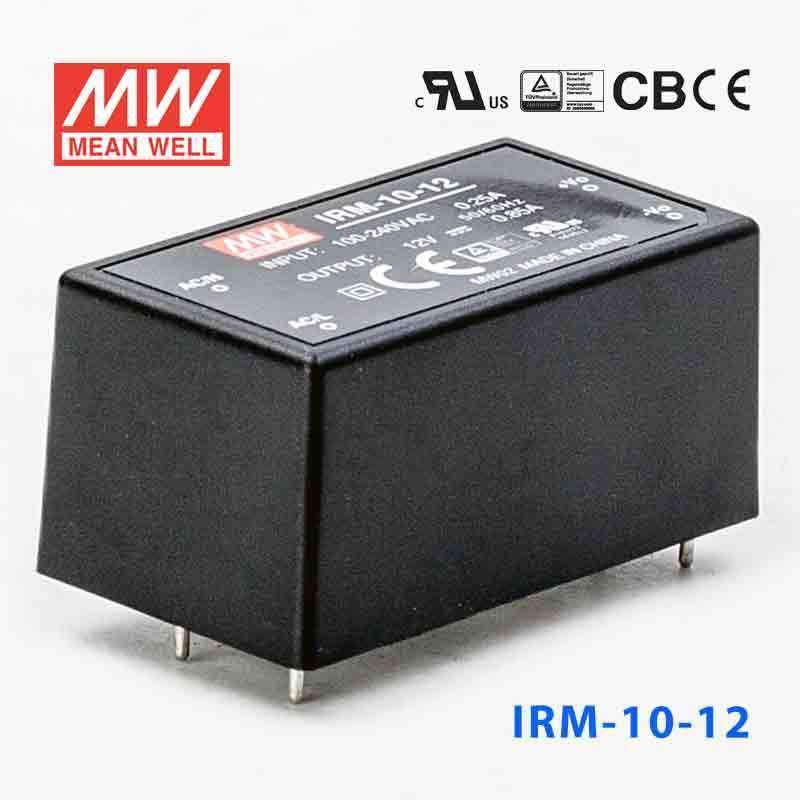 Mean Well IRM - 10 - 12 Switching Power Supply 10.2W 12V 0.85A - Encapsulated - IRM - 10 - 12 - powersupplymall.com