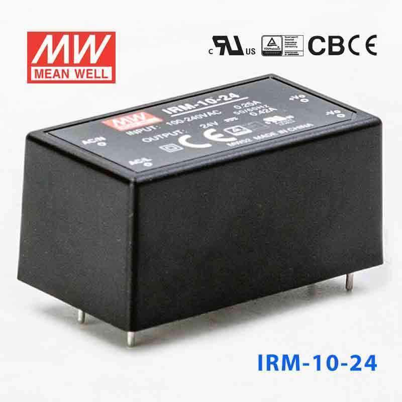 Mean Well IRM - 10 - 24 Switching Power Supply 10.08W 24V 0.42A - Encapsulated - IRM - 10 - 24 - powersupplymall.com