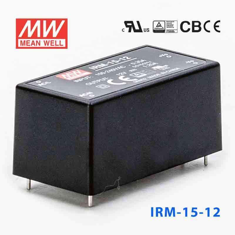 Mean Well IRM - 15 - 12 Switching Power Supply 15W 12V 1.25A - Encapsulated - IRM - 15 - 12 - powersupplymall.com