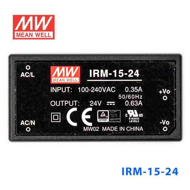 Mean Well IRM-15-24 Switching Power Supply 15.12W 24V 0.63A - Encapsulated - IRM-15-24 - powersupplymall.com