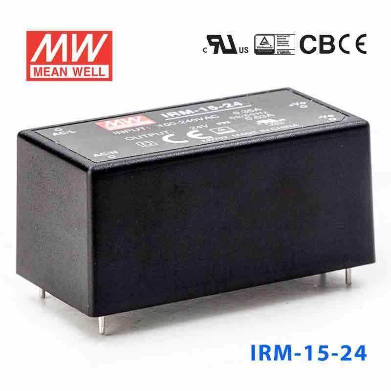 Mean Well IRM - 15 - 24 Switching Power Supply 15.12W 24V 0.63A - Encapsulated - IRM - 15 - 24 - powersupplymall.com