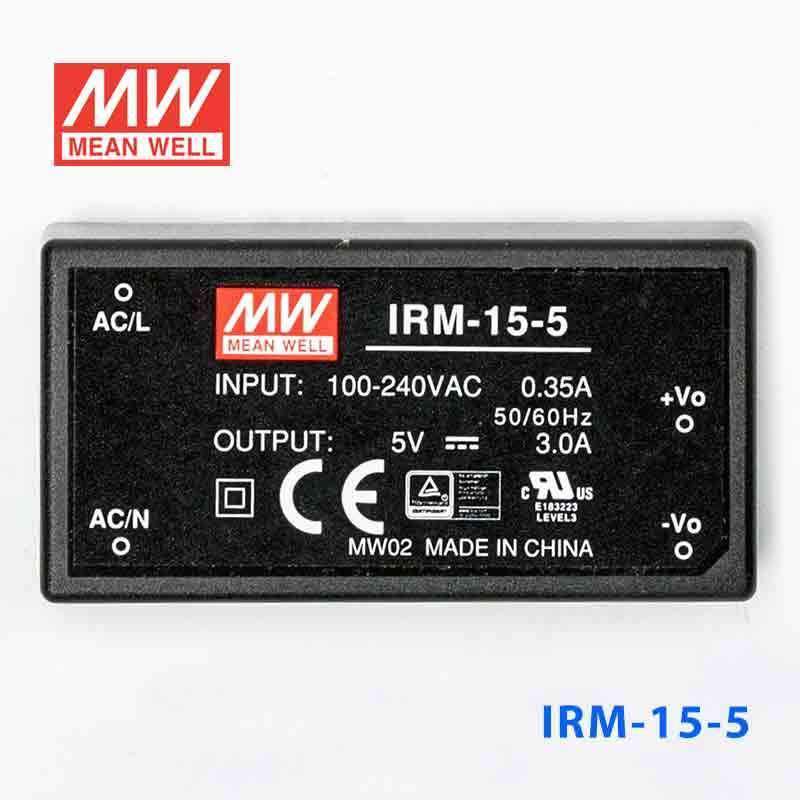 Mean Well IRM - 15 - 5 Switching Power Supply 15W 5V 3A - Encapsulated - IRM - 15 - 5 - powersupplymall.com