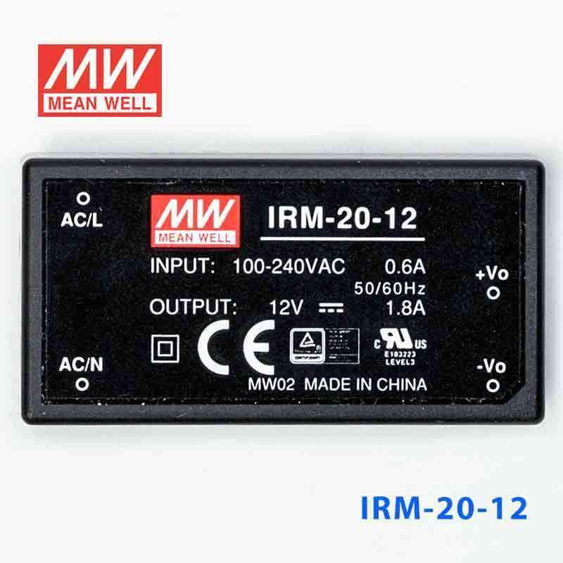 Mean Well IRM-20-12 Switching Power Supply 3W 12V 1.8A - Encapsulated - IRM-20-12 - powersupplymall.com
