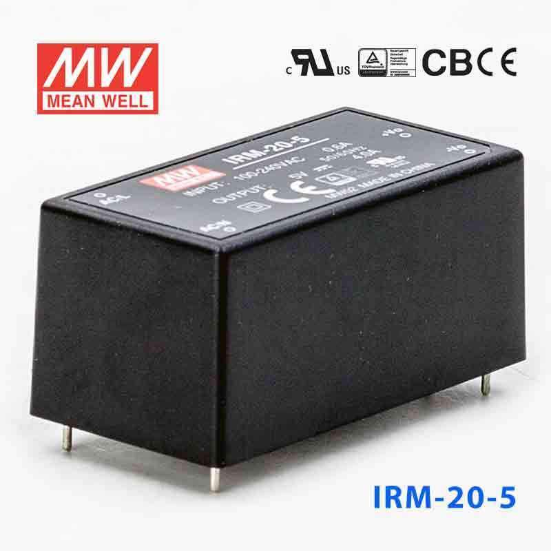 Mean Well IRM - 20 - 5 Switching Power Supply 3W 5V 4A - Encapsulated - IRM - 20 - 5 - powersupplymall.com