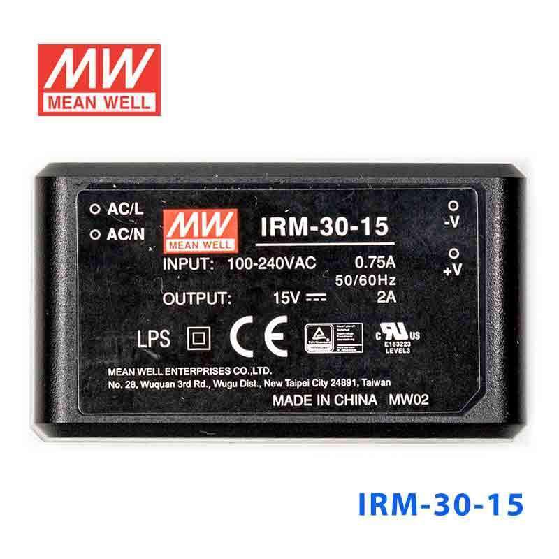 Mean Well IRM - 30 - 15 Switching Power Supply 3W 15V 2A - Encapsulated - IRM - 30 - 15 - powersupplymall.com