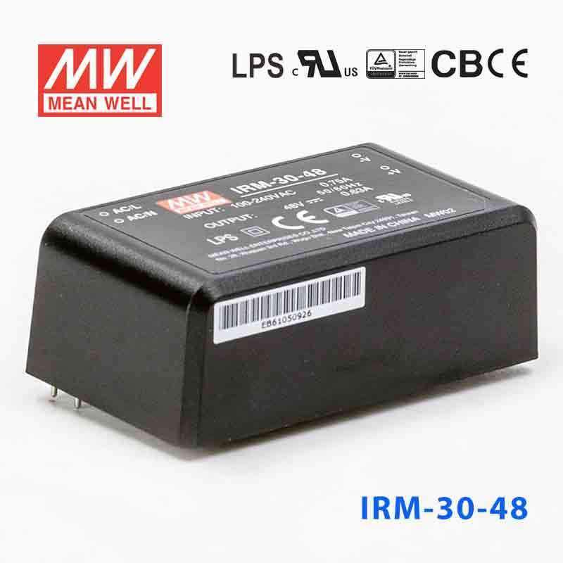 Mean Well IRM - 30 - 48 Switching Power Supply 3W 48V 0.63A - Encapsulated - IRM - 30 - 48 - powersupplymall.com