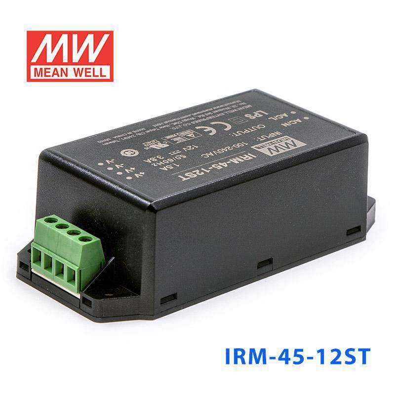 Mean Well IRM-45-12ST Switching Power Supply 45.6W 12V 3.8A - Encapsulated - IRM-45-12ST - powersupplymall.com