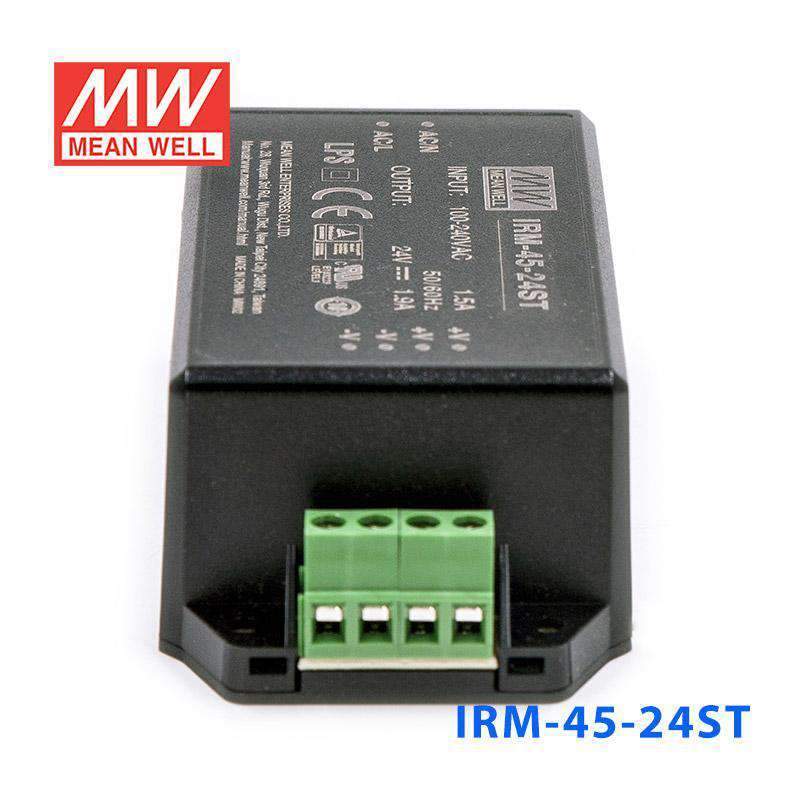 Mean Well IRM-45-24ST Switching Power Supply 45.6W 24V 1.9A - Encapsulated - IRM-45-24ST - powersupplymall.com