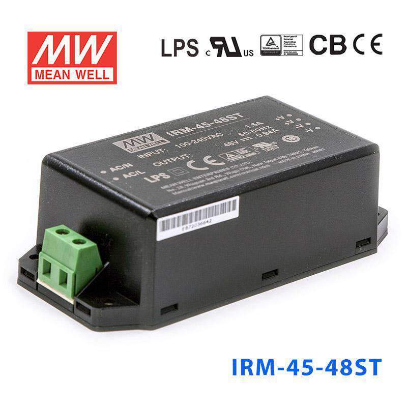 Mean Well IRM-45-48ST Switching Power Supply 45.12W 48V 0.94A - Encapsulated - IRM-45-48ST - powersupplymall.com