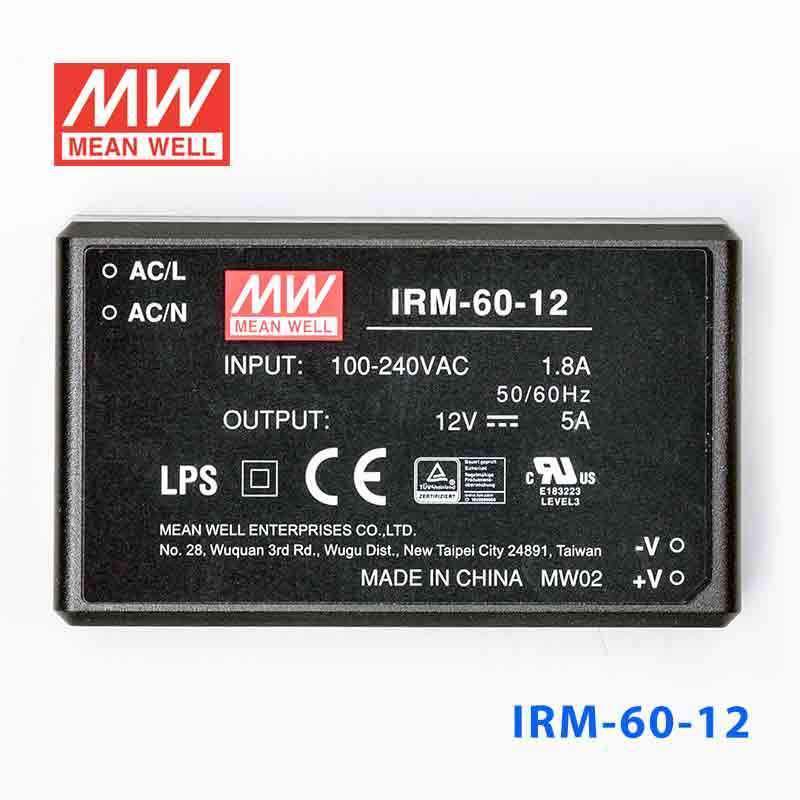 Mean Well IRM - 60 - 12 Switching Power Supply 60W 12V 5A - Encapsulated - IRM - 60 - 12 - powersupplymall.com