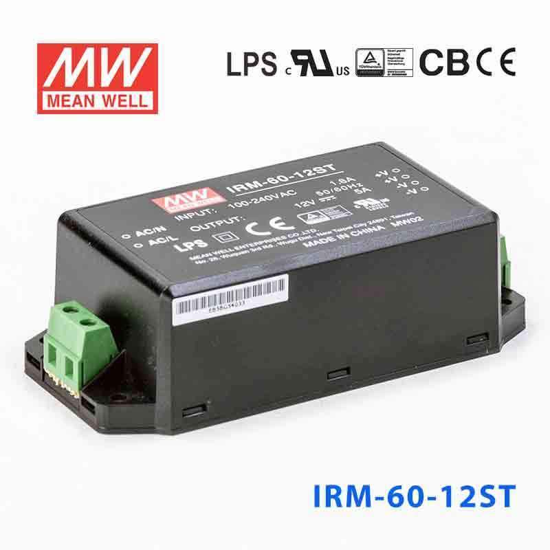 Mean Well IRM - 60 - 12ST Switching Power Supply 60W 12V 5A - Encapsulated - IRM - 60 - 12ST - powersupplymall.com