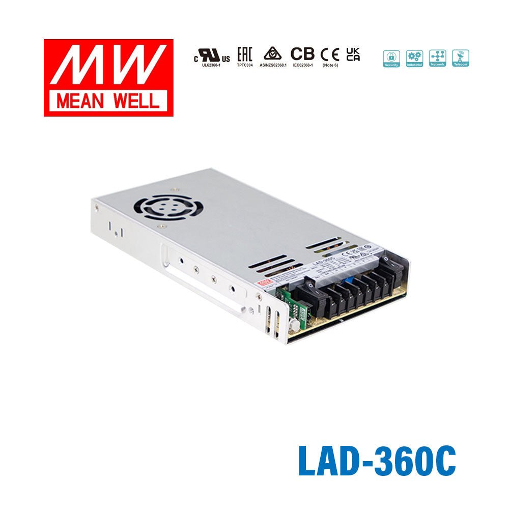 Mean Well LAD - 360C Security/Fire Alarm PSU with Battery Charger/UPS, 360W, 41.5V, TTL Signal - LAD-360C - powersupplymall.com