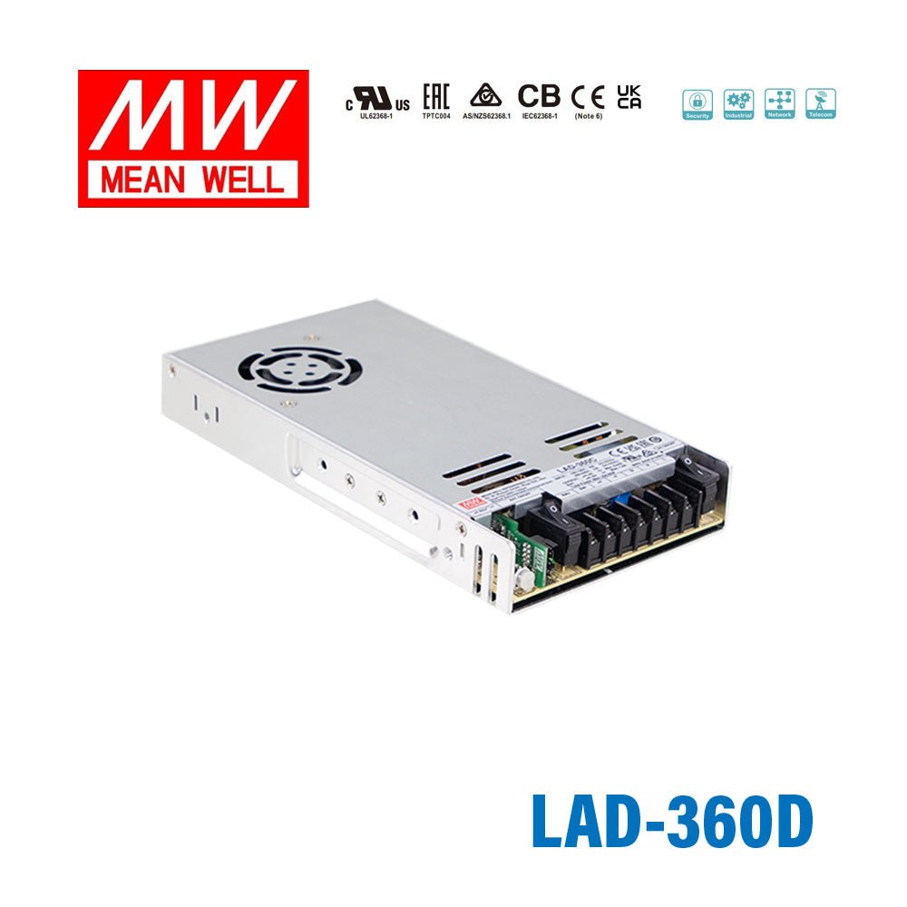 Mean Well LAD - 360D Security/Fire Alarm PSU with Battery Charger/UPS, 360W, 55.2V, TTL Signal - LAD - 360D - powersupplymall.com