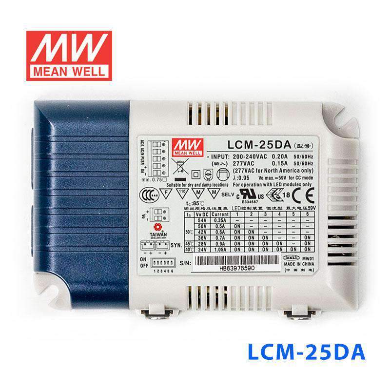 Mean Well LCM-25DA AC-DC Multi-Stage Output LED driver Active PFC - LCM-25DA - powersupplymall.com