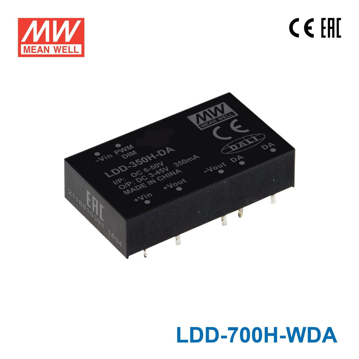 Mean Well LDD - 700H - WDA DC/DC LED Driver CC 700mA - Step - down - LDD-700H-WDA - powersupplymall.com
