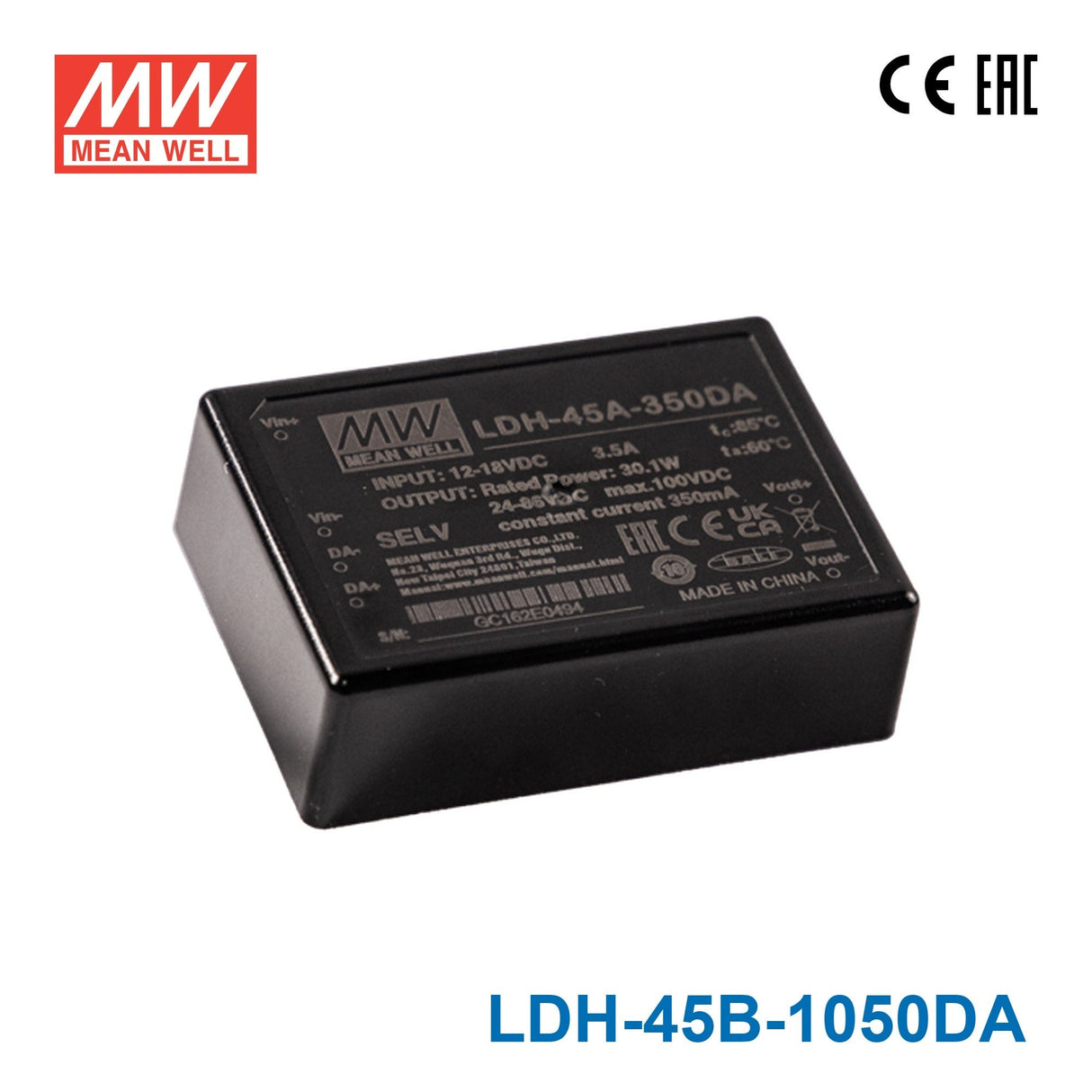 Mean Well LDH-45B-1050DA DC/DC LED Driver CC 1050mA - Step-up - LDH-45B-1050DA - powersupplymall.com