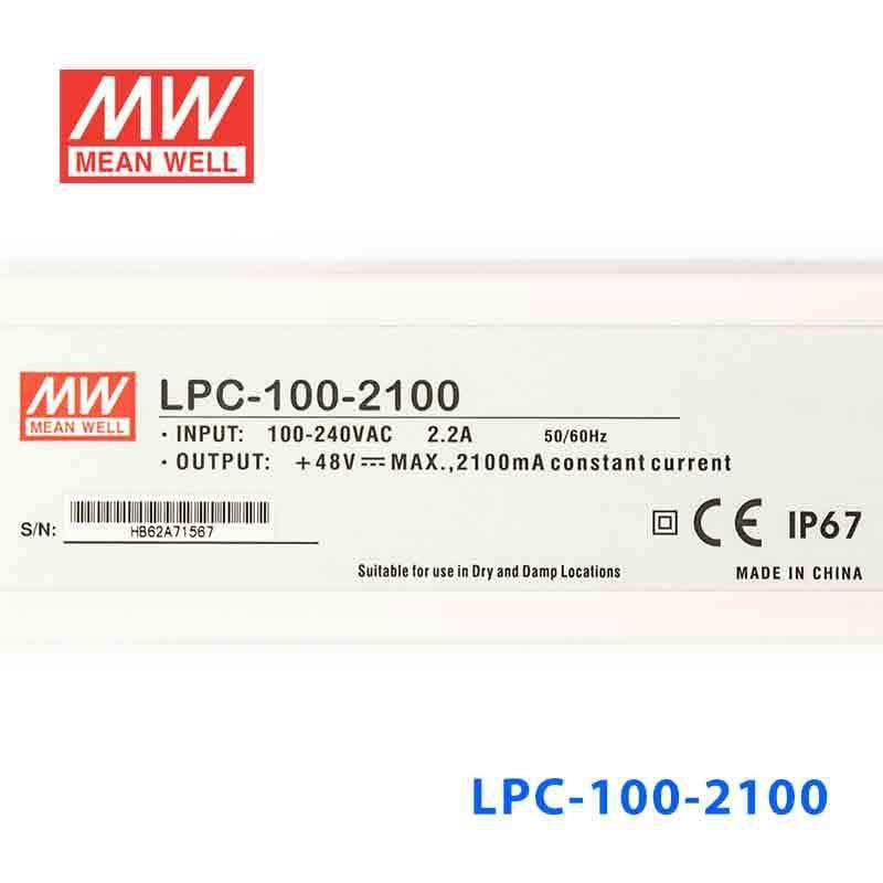 Mean Well LPC - 100 - 2100 Power Supply 100W 2100mA - LPC - 100 - 2100 - powersupplymall.com