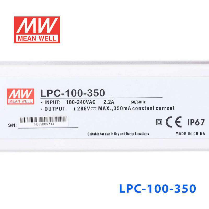 Mean Well LPC - 100 - 350 Power Supply100W 350mA - LPC - 100 - 350 - powersupplymall.com