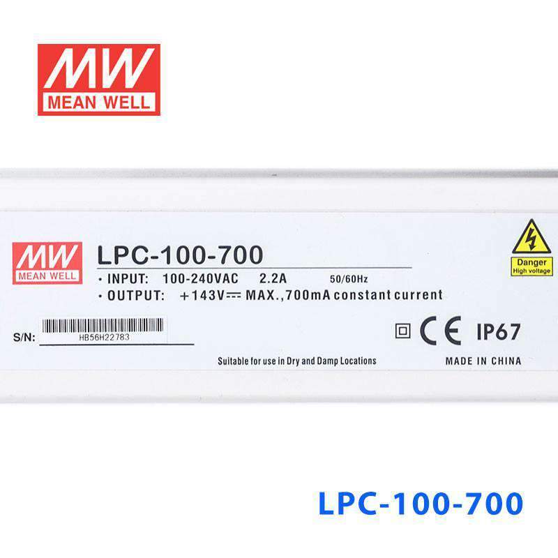 Mean Well LPC - 100 - 700 Power Supply 100W 700mA - LPC - 100 - 700 - powersupplymall.com