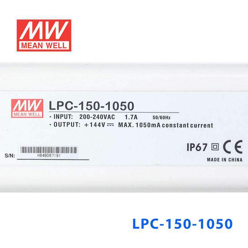 Mean Well LPC - 150 - 1050 Power Supply 150W 1050mA - LPC - 150 - 1050 - powersupplymall.com