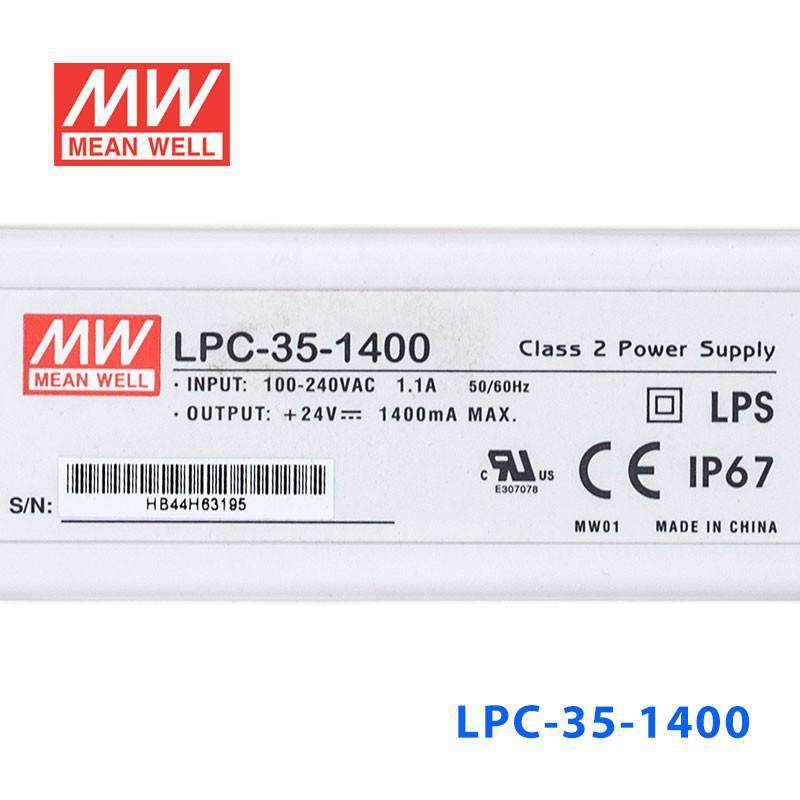 Mean Well LPC - 35 - 1400 Power Supply 35W 1400mA - LPC - 35 - 1400 - powersupplymall.com