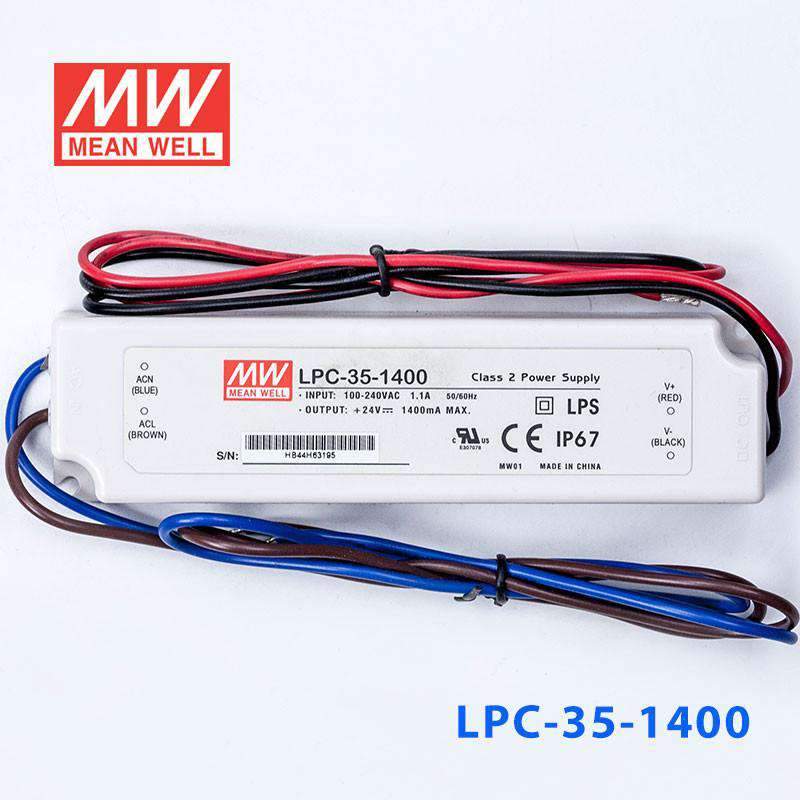 Mean Well LPC - 35 - 1400 Power Supply 35W 1400mA - LPC-35-1400 - powersupplymall.com