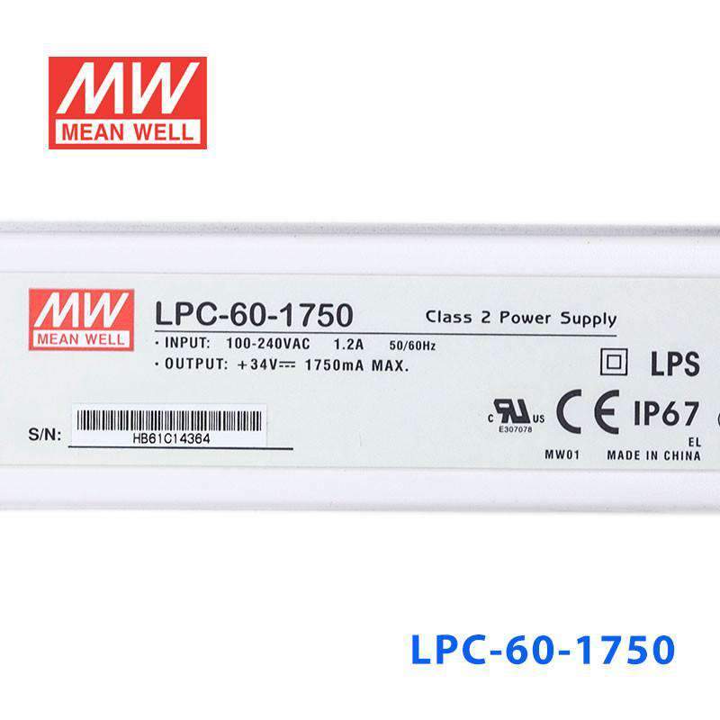 Mean Well LPC - 60 - 1750 Power Supply 60W 1750mA - LPC - 60 - 1750 - powersupplymall.com