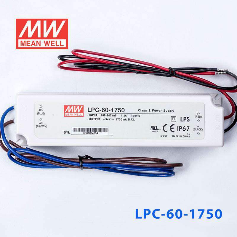 Mean Well LPC - 60 - 1750 Power Supply 60W 1750mA - LPC - 60 - 1750 - powersupplymall.com